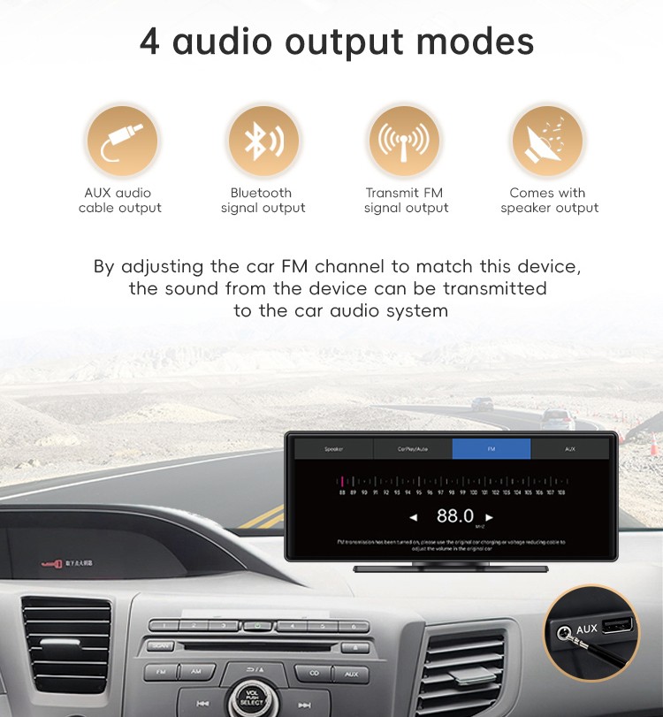 10.26″ Wireless CarPlay Android Auto Dash Screen 4K FM Touch Screen Radio