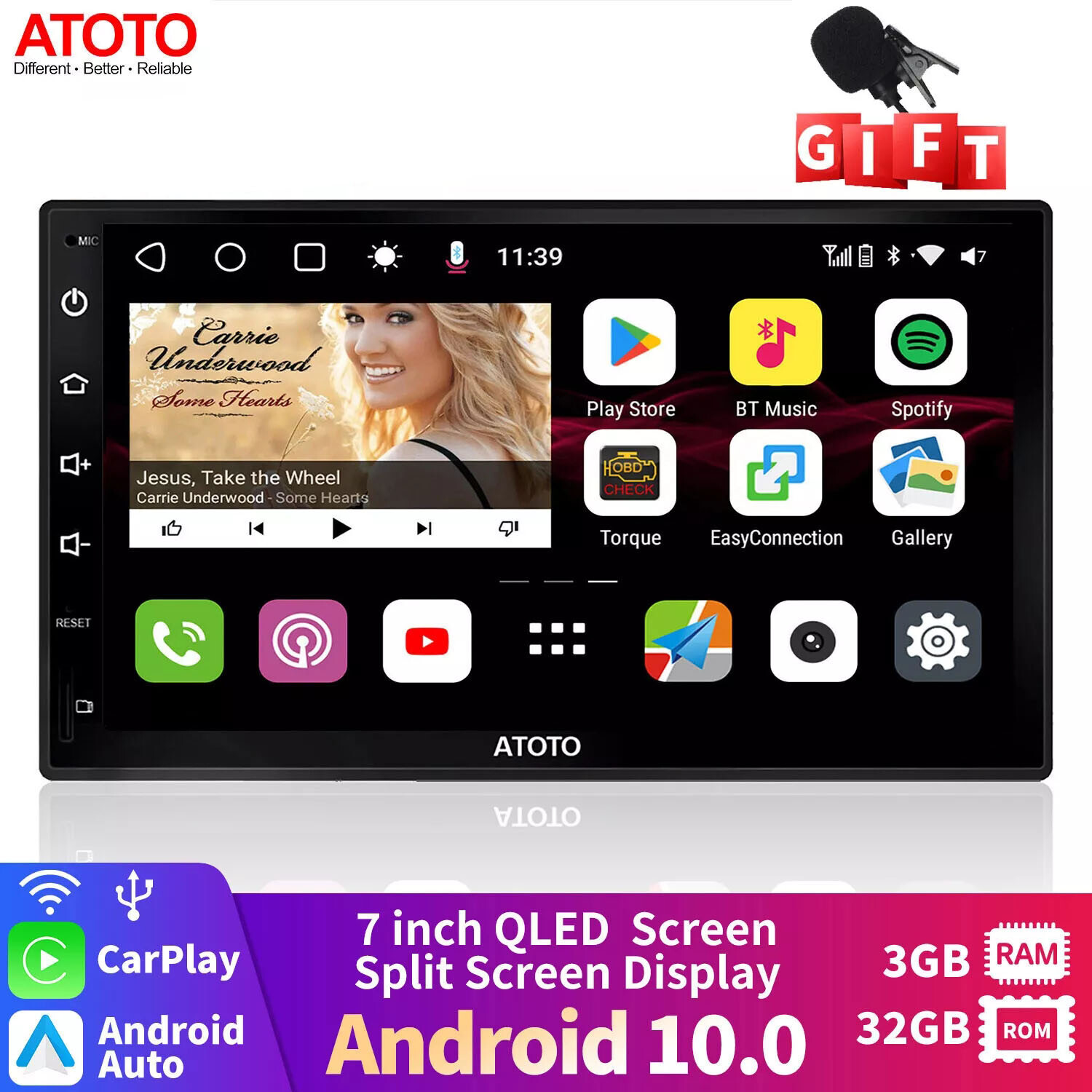 ATOTO S8 Premium 7″ 2DIN Android Car Stereo 3+32GB Wireless CarPlay&Android Auto
