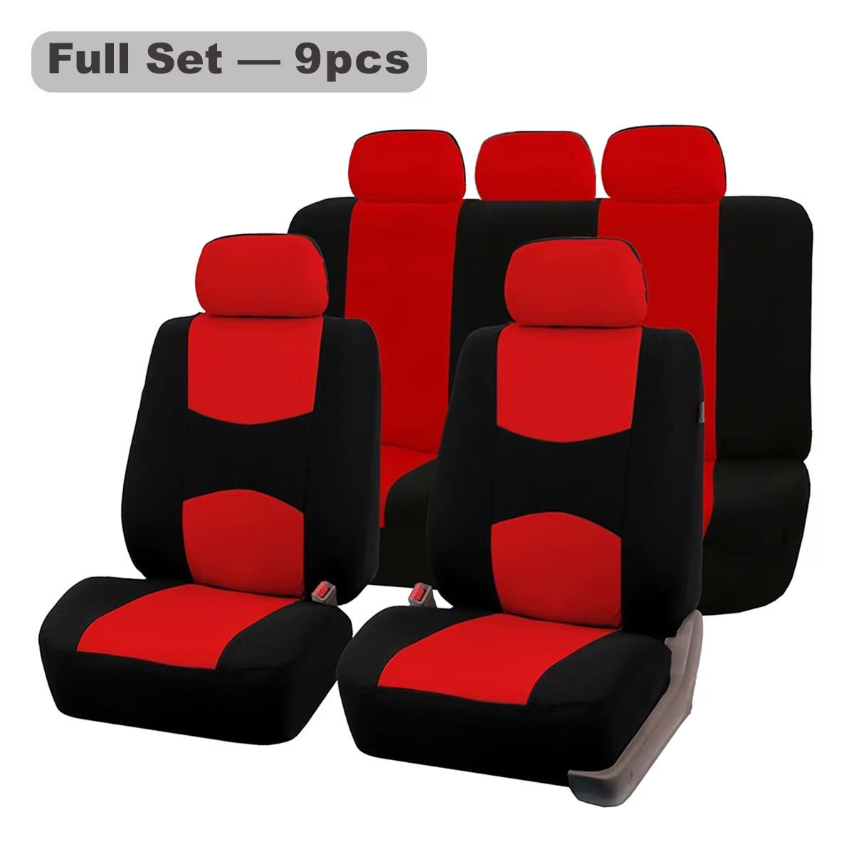 Four Seasons Fashion Universal 9 Pcs Car Seat Cover Polyester Fabric Car Seat Co
