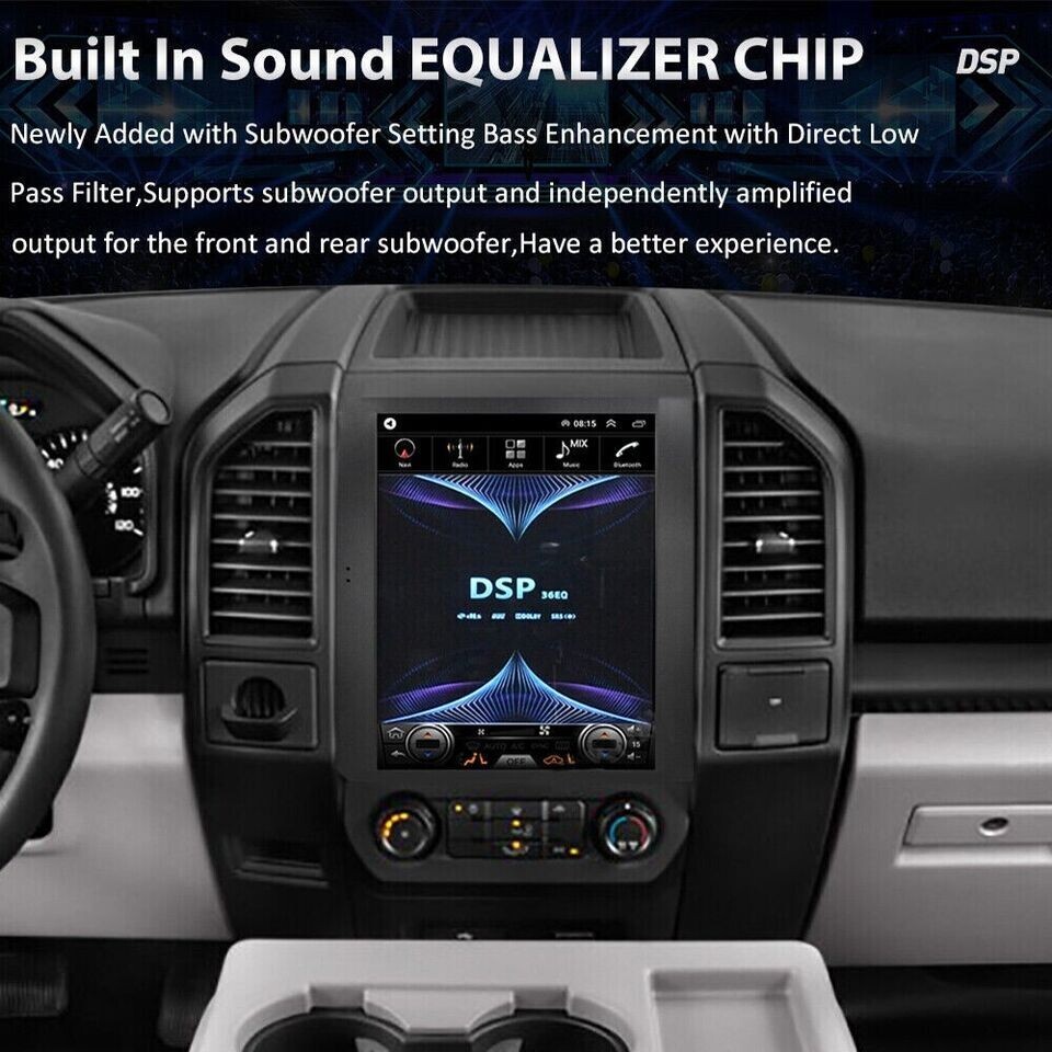 12.1″ Car Stereo Radio Gps Carplay Optional Tesla Style For Ford F150 2016-2021