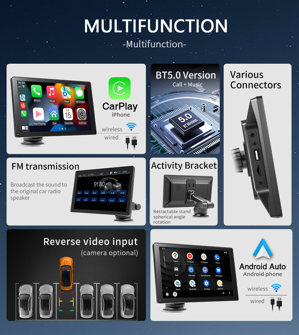 9in Radio Car Stereo Touch Screen MP5 Player BT For Apple CarPlay Android Auto