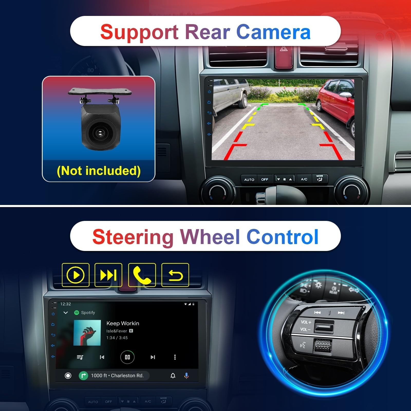 9″ Touch Screen Car Stereo for Honda CRV 2007-2011, Wireless CarPlay, Android Au