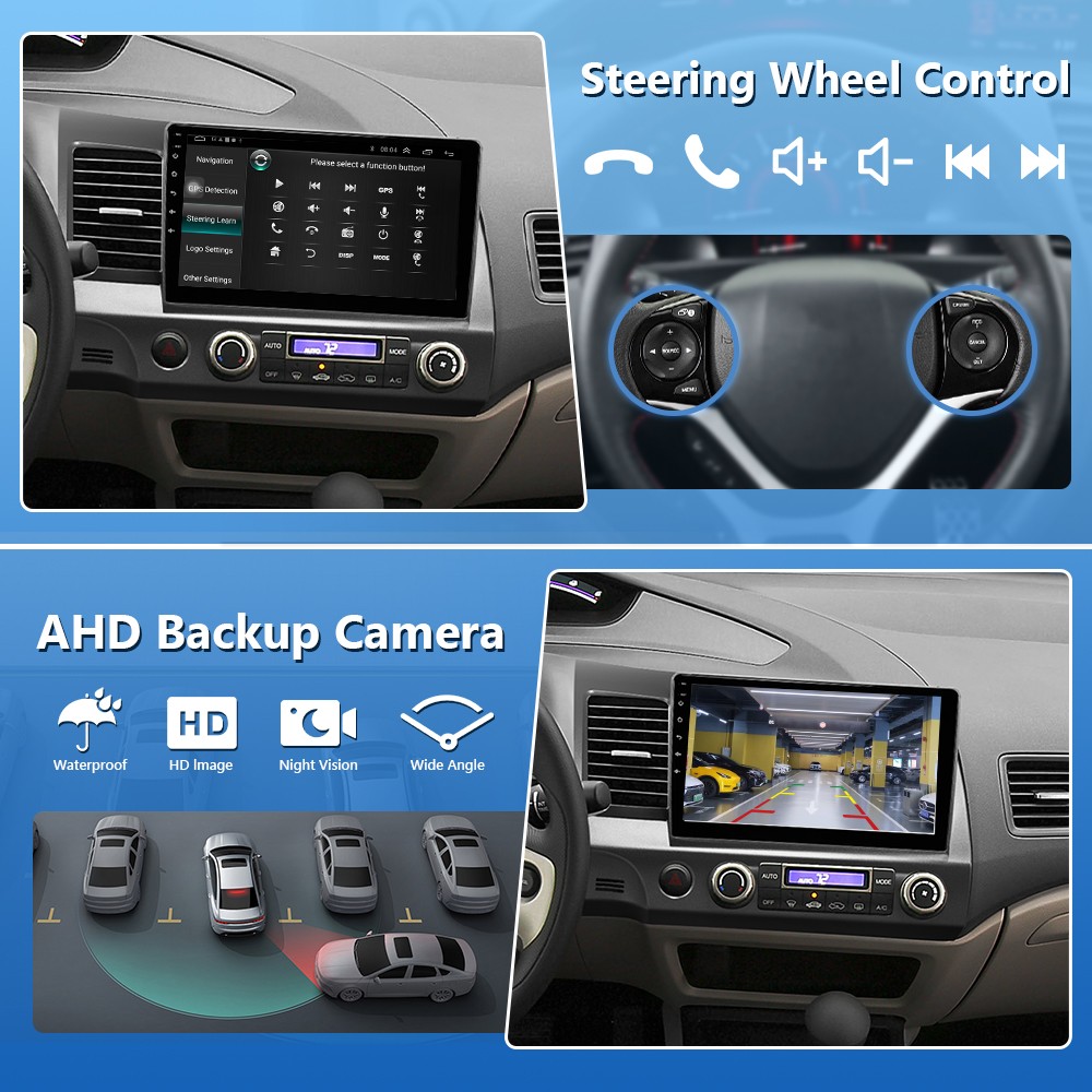 For Honda Civic 2006-2011 Car Stereo Radio Carplay GPS Android 13 Camera 2G+64GB