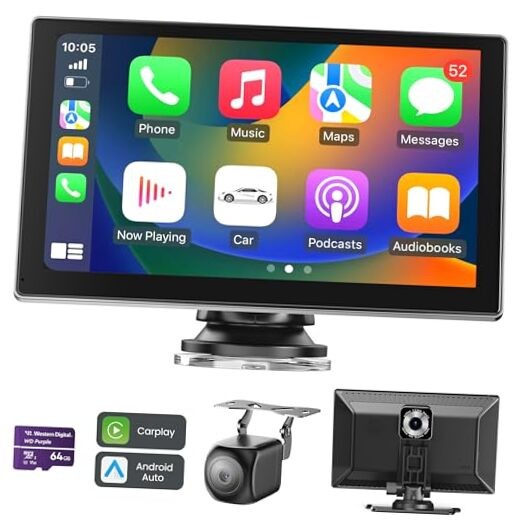 9″ Wireless Apple Carplay Screen for Car, Portable Car Play Screen for Q9SS-1