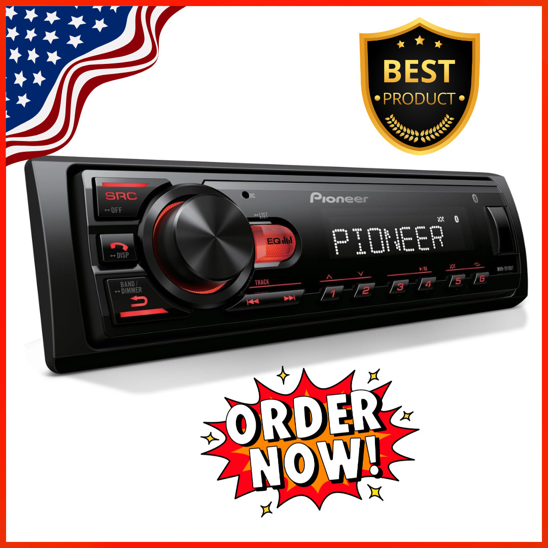 Pioneer MVH-S110BT 1-Din Digital Media Receiver Car Stereo – Bluetooth, Black