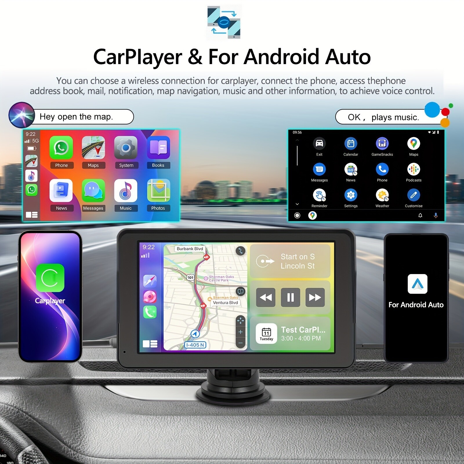 7-inch Car Radio Stereo Touch Screen Android Auto Handsfree Calls Navigation