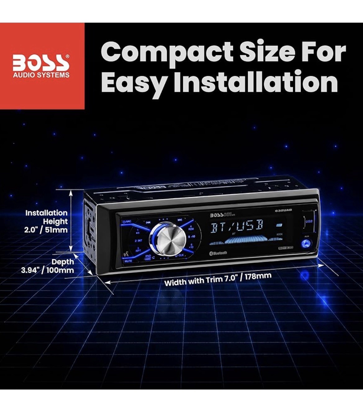 Boss Audio 632UAB Single DIN Car Stereo with Bluetooth USB AUX