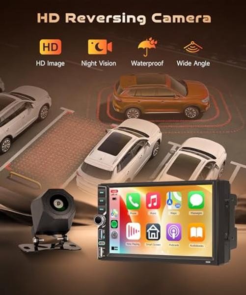 Android 4G+64G Double Din Car Stereo with Wireless 7 inch+Colorful Light