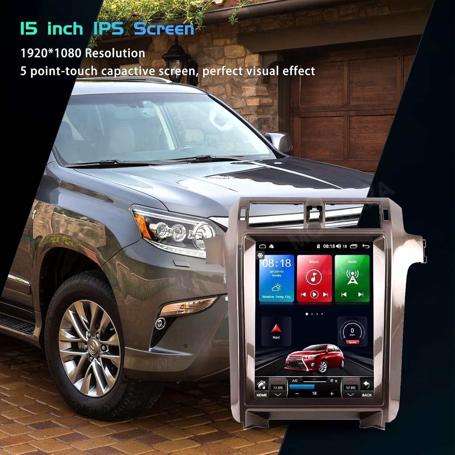 15″ Vertical Screen Tesla Style For Lexus Gx Gx400 Gx460 2010-19 Car Radio Stere