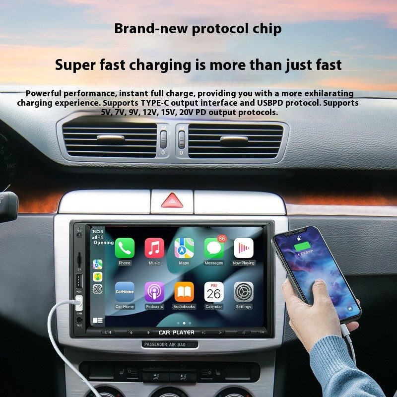 Factory Private Mold 7 Inch Double Spindle Machine Wireless Carplay Screen Car