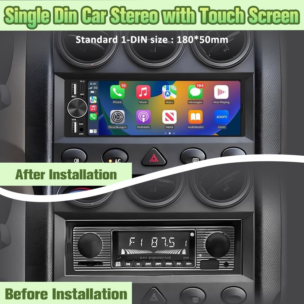 Compact Single DIN Car Stereo with Dual USB Ports & DSP Tuning for Optimal Sound