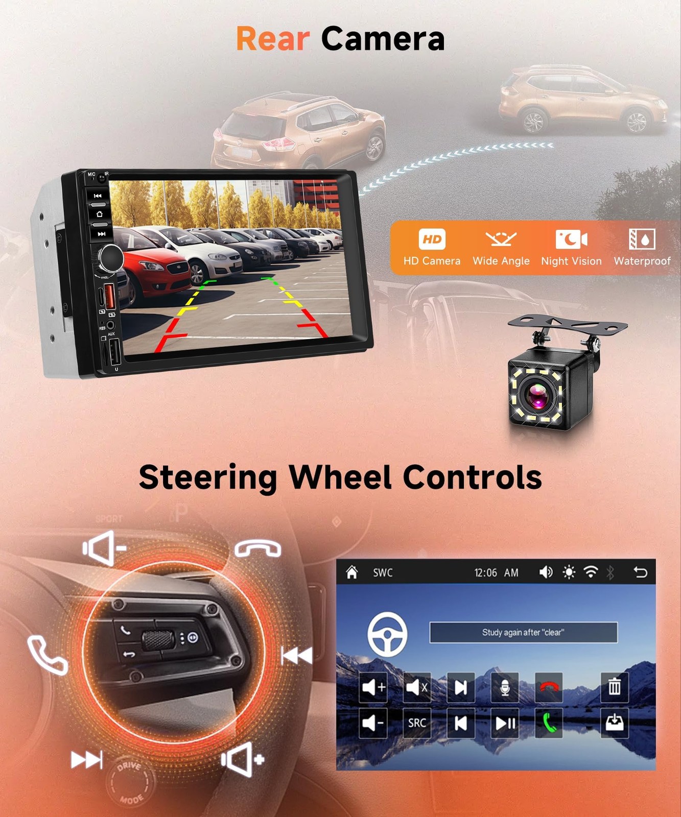 Rimoody Double Din Car Stereo, 7 Inch Touch Screen Wireless Carplay & Android…