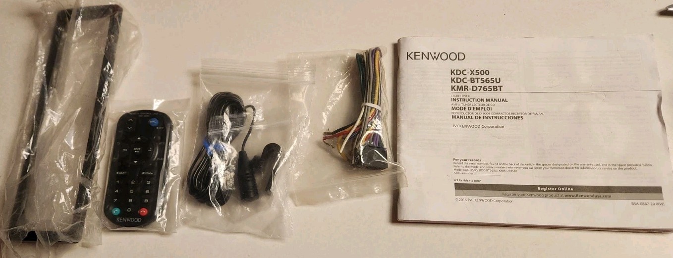 Kenwood KDC-BT565U Bluetooth AM/FM CD Car Remote Manual Faceplate (No STEREO)