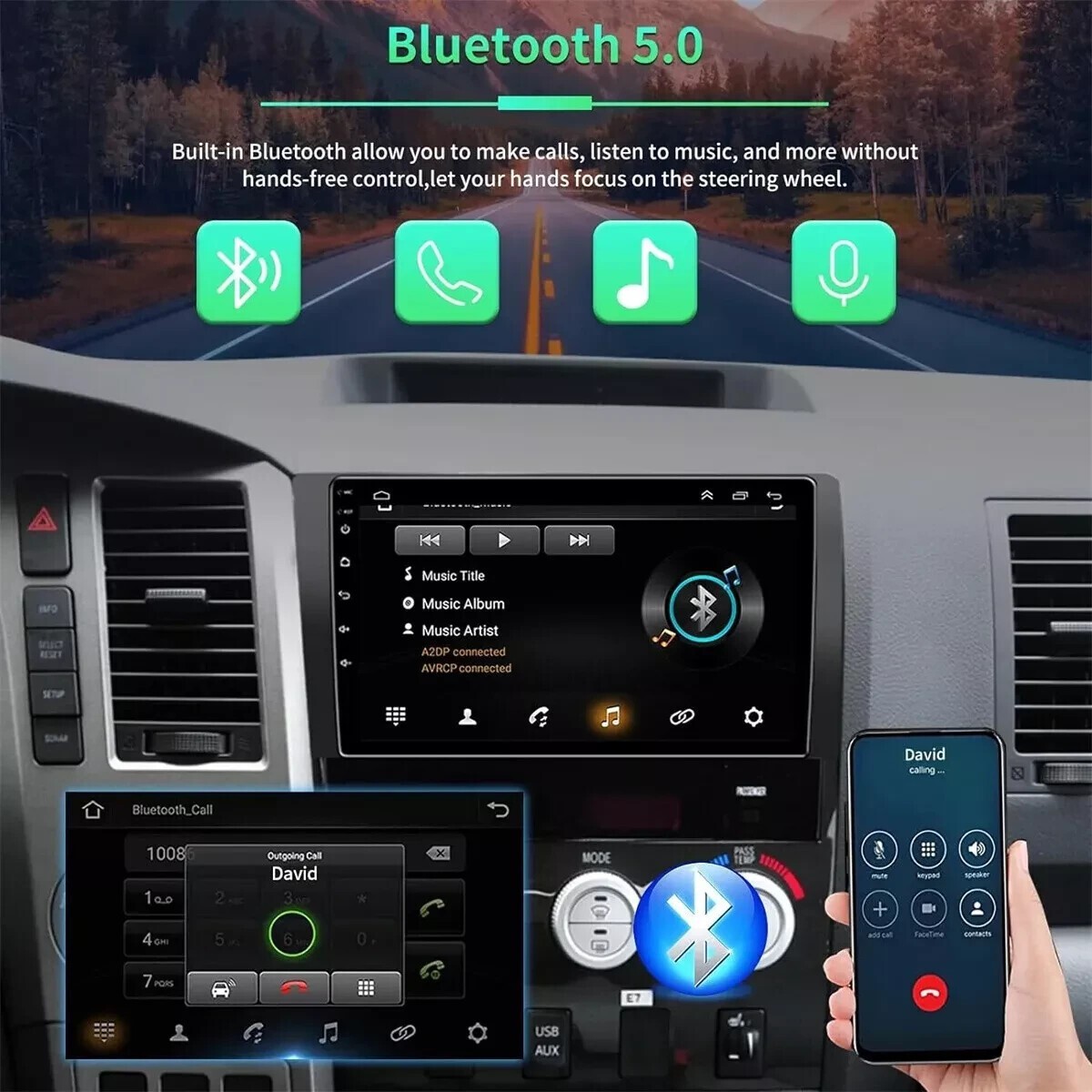 10.1” Car Radio Wireless Android CarPlay 4+32GB For 07-13 Toyota Sequoia Tundra