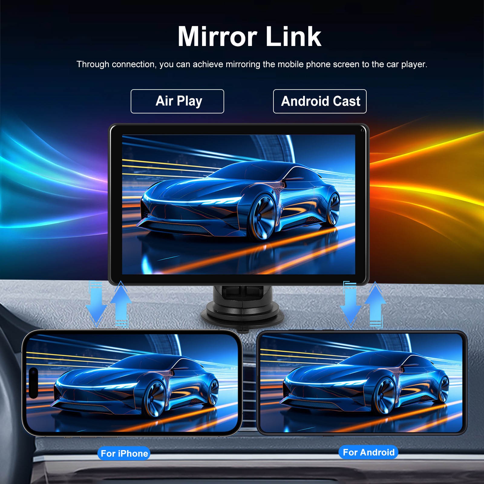 8″ Touch Screen Apple CarPlay Android Auto Horizontal Vertical Switching Display