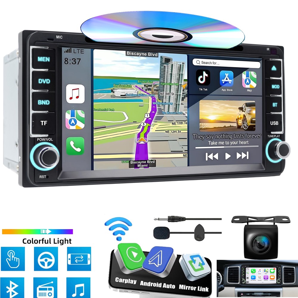 CarPlay Car CD DVD Stereo AM FM Radio Head Unit For Toyota FJ Cruiser 2007-2018