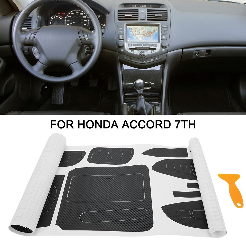 Interior Center Console Carbon Fiber Molding Sticker Decals For Accord 7th
