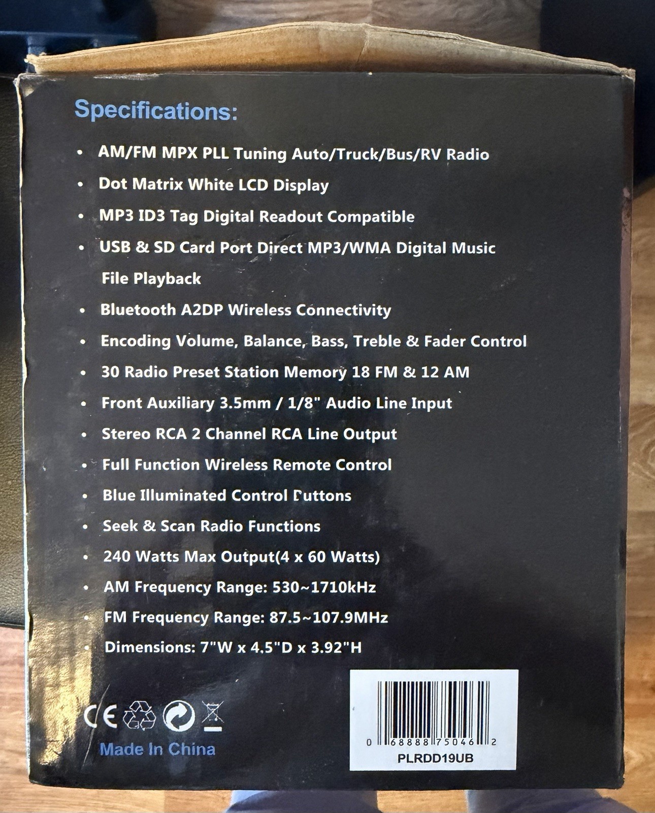 Pyle PLRDD19UB 1 DIN In-Dash AM/FM Receiver w/ Bluetooth USB SD AUX Remote