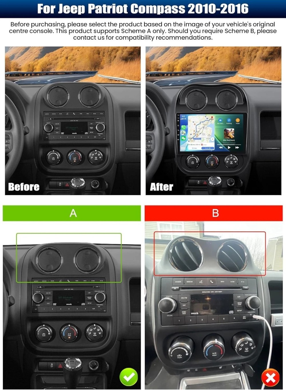 32GB Android 15 Car Radio For Jeep Compass 2009-16 Apple Carplay GPS Navi Stereo