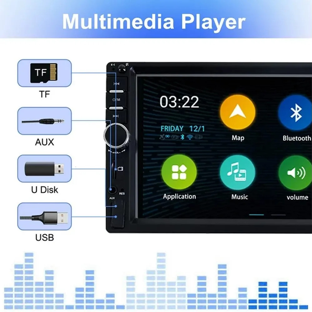 7″ 2 Din Car Stereo HD MP5 Player Bluetooth Touch Screen Radio Mrrior LinkFM;