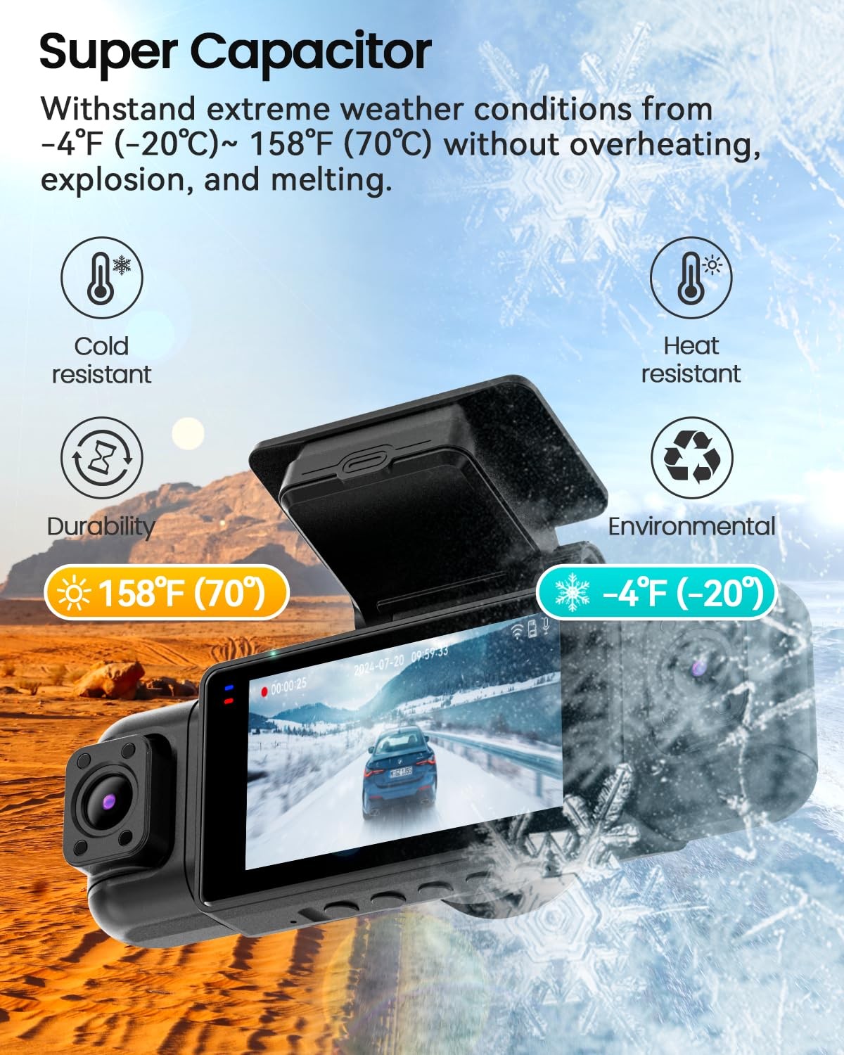 IIWEY N5 4-Channel 360 Dashcam 1080P Front+Rear+Inside WiFi Night Vision 128GB S