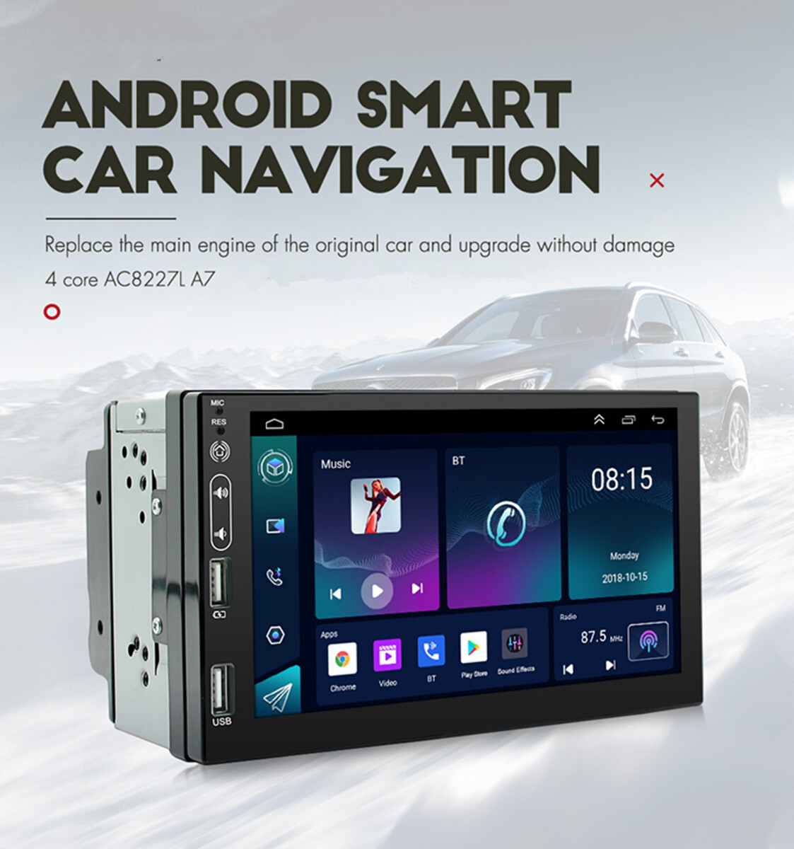 7in Double Din Car Stereo Apple Android Auto Play Mirror Link MP5 Radio W/Camera