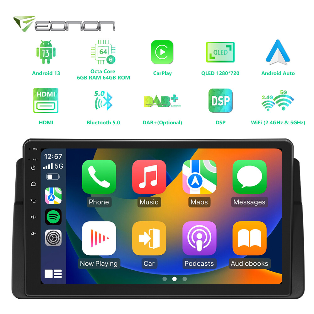 Eonon E46A12S 8Core 6+64GB 9″ Android 13 Car Stereo GPS Radio DSP for BMW E46 M3