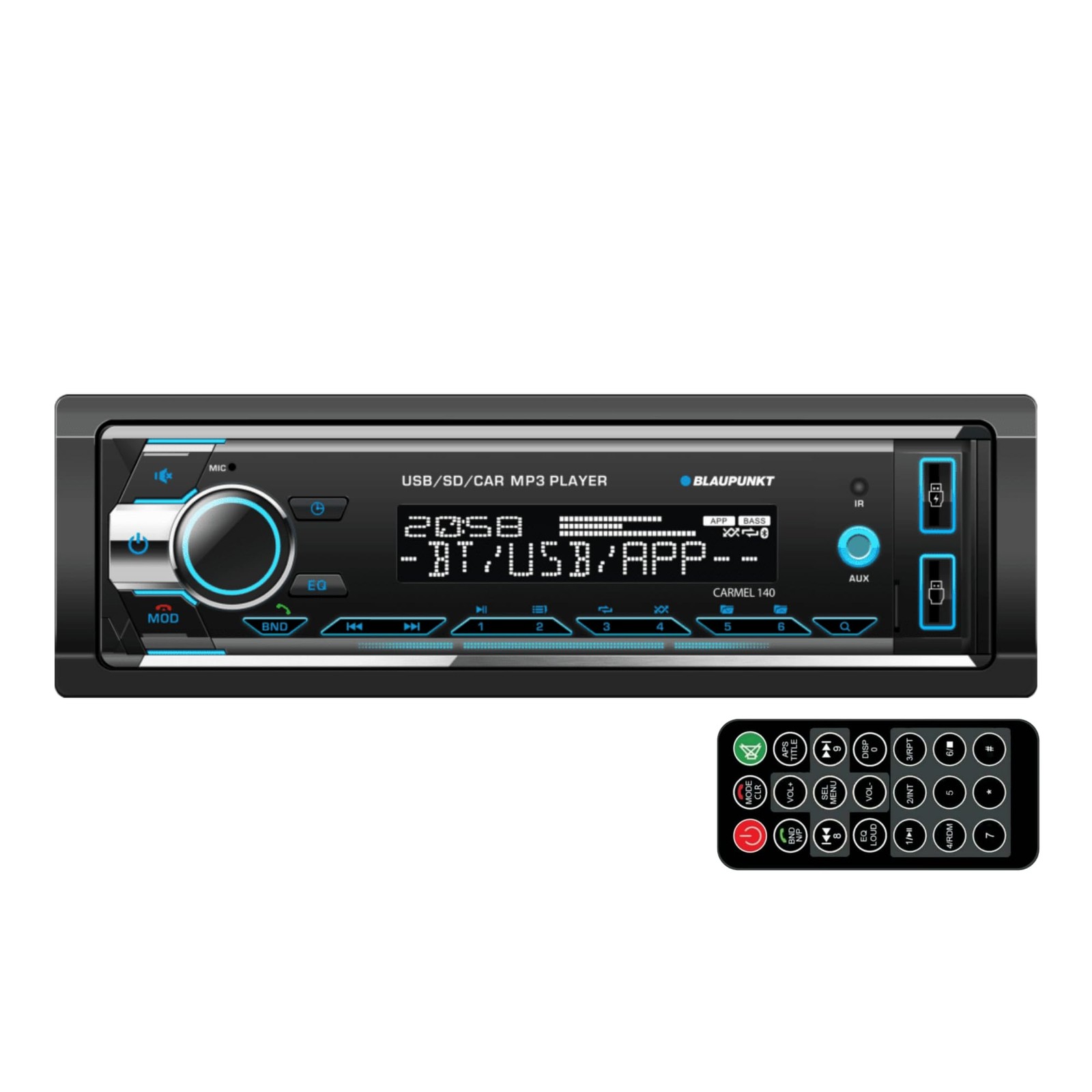 Blaupunkt Carmel 140 Bluetooth Car Stereo – 2 USB Ports, SD Card Slot, AM/FM…
