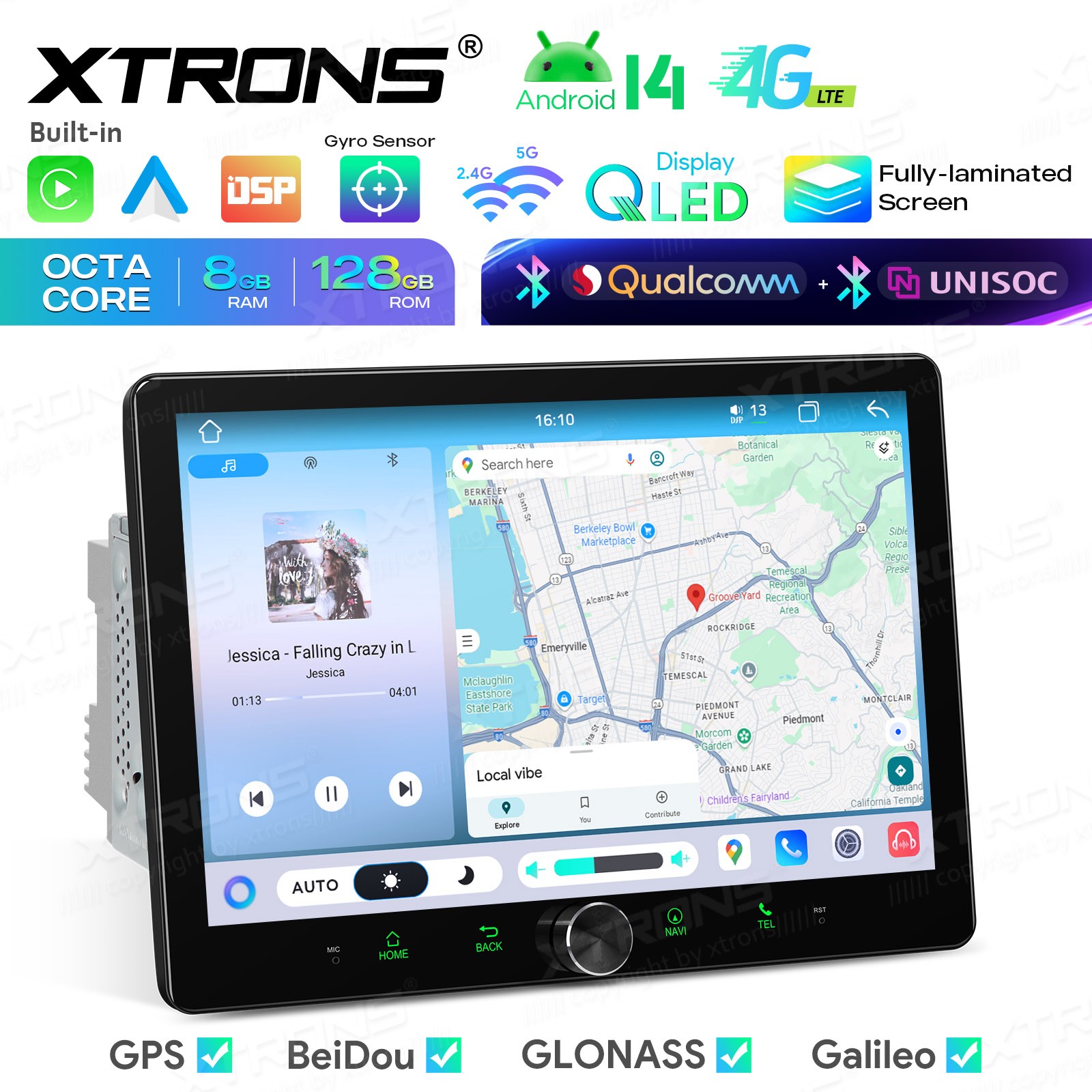 10.1″ AKM DSP Android 14 Radio For Universal 2 Din 8GB 128GB QLED GPS Navigation
