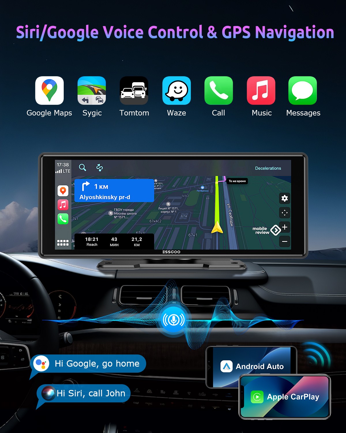10.26 Inch IPS Touch Screen Car Portable Apple CarPlay Tablet Android Auto Radio