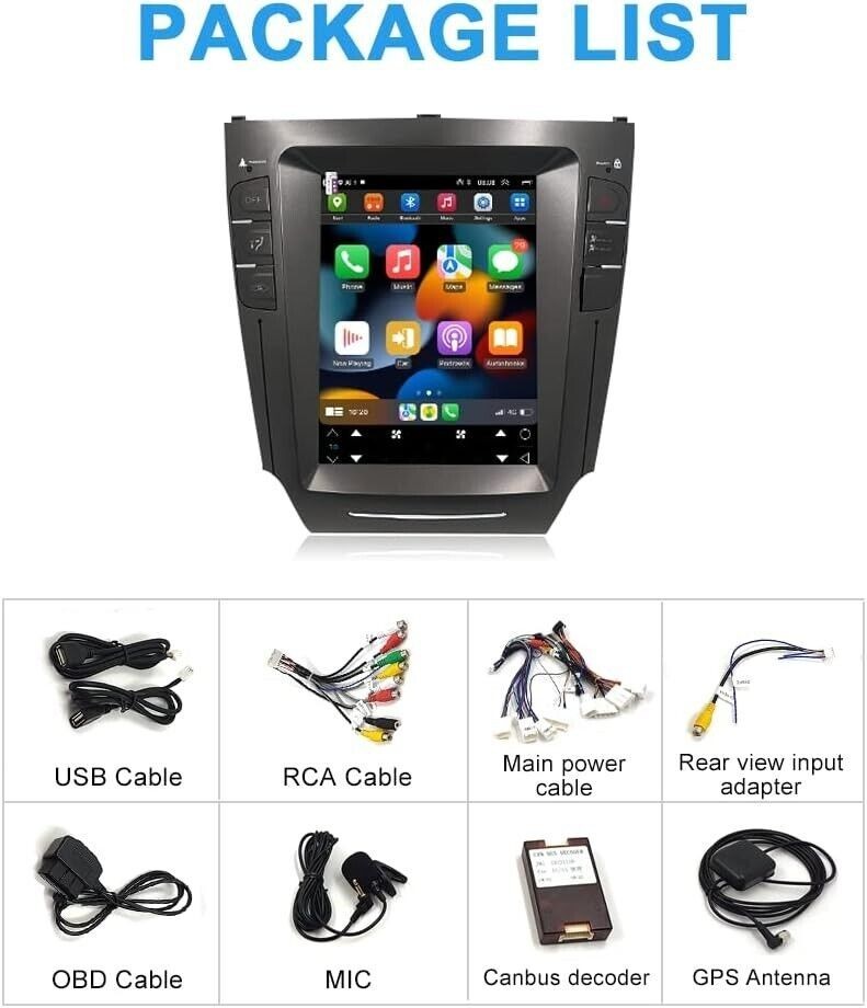 10.4″ Android 13 Car Radio GPS Carplay Screen Navigation For lexus IS250 IS350