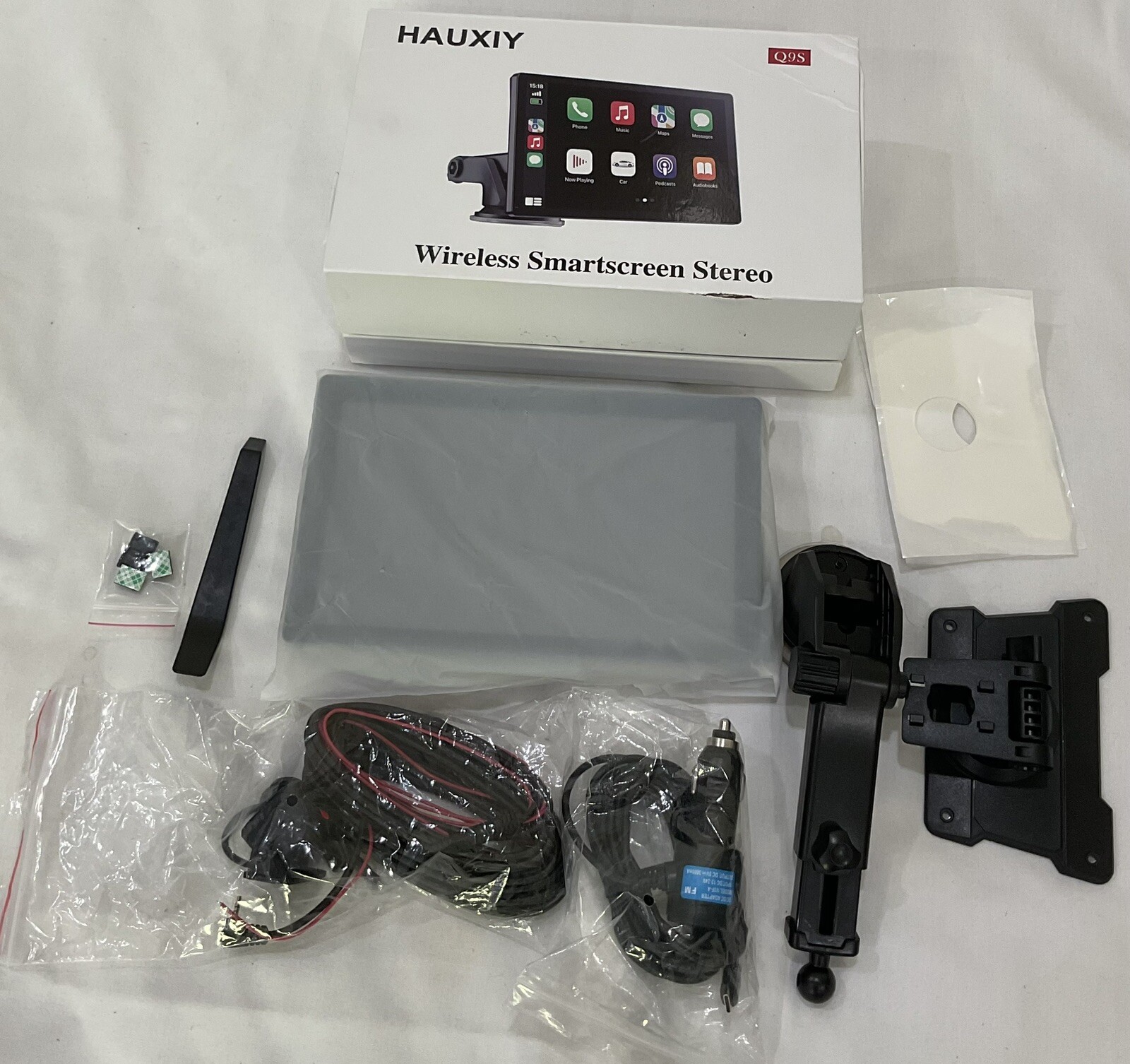 HAUXIY Wireless Carplay Touchscreen 2.5K Dash Cam 9″ Portable Q9S -Black -64gb