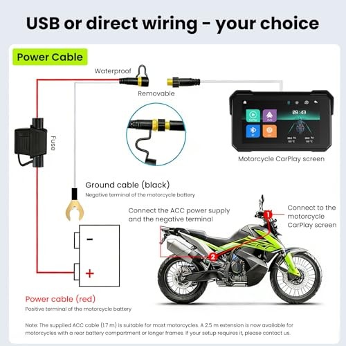 5 Inch Portable Wireless CarPlay & Android Auto Motorcycle Screen IP68