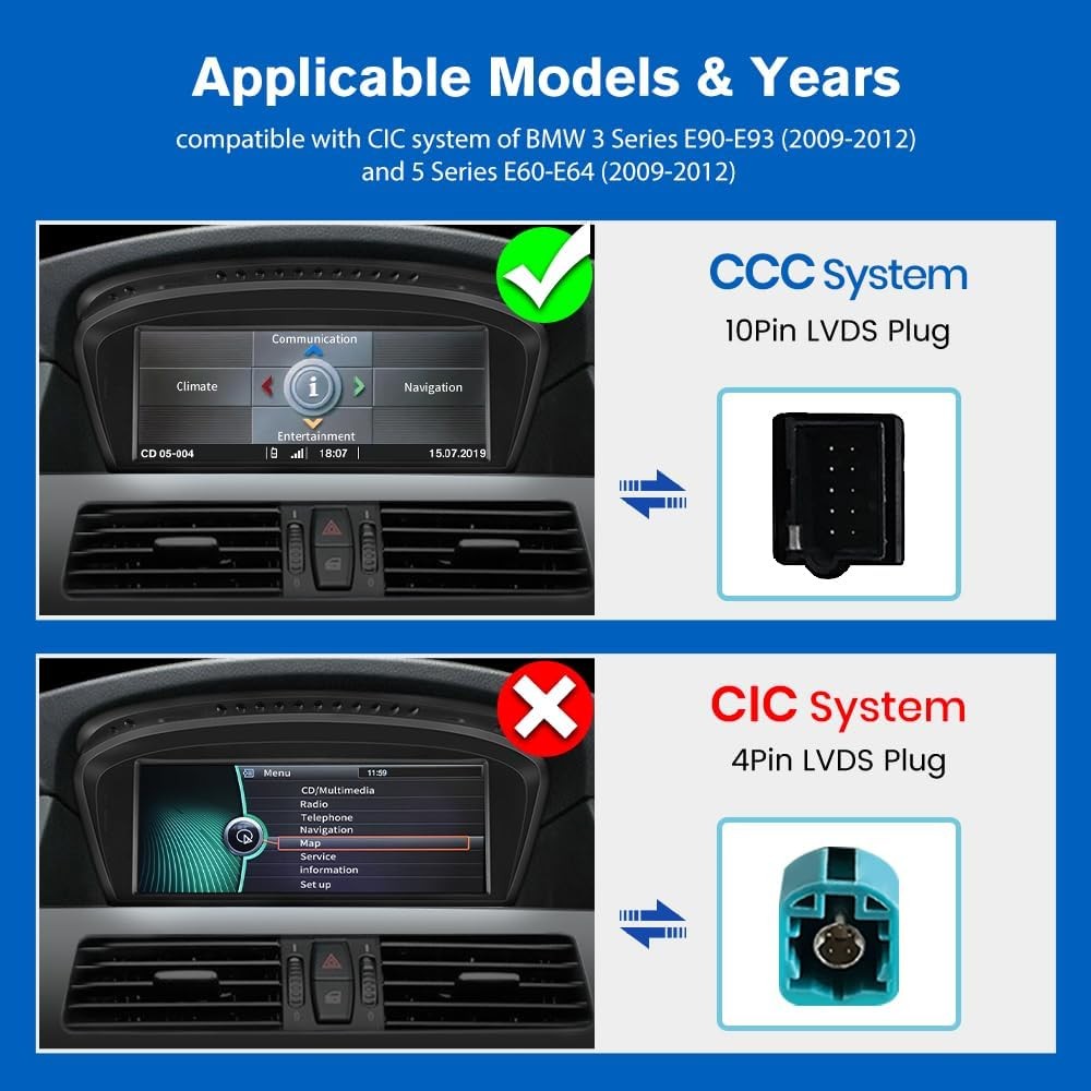 8.8′ Wireless CarPlay TouchScreen With Youtube For BMW E90 E60 E63 E64 CCC/CIC