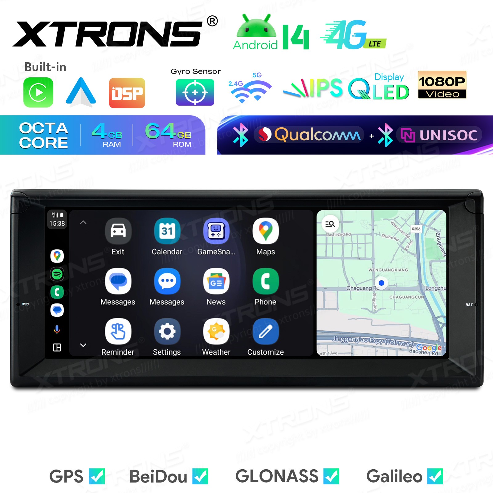 Android 14 Car Stereo For BMW E39 M5 E38 10.25″ QLED 4G 64G CarPlay Android Auto