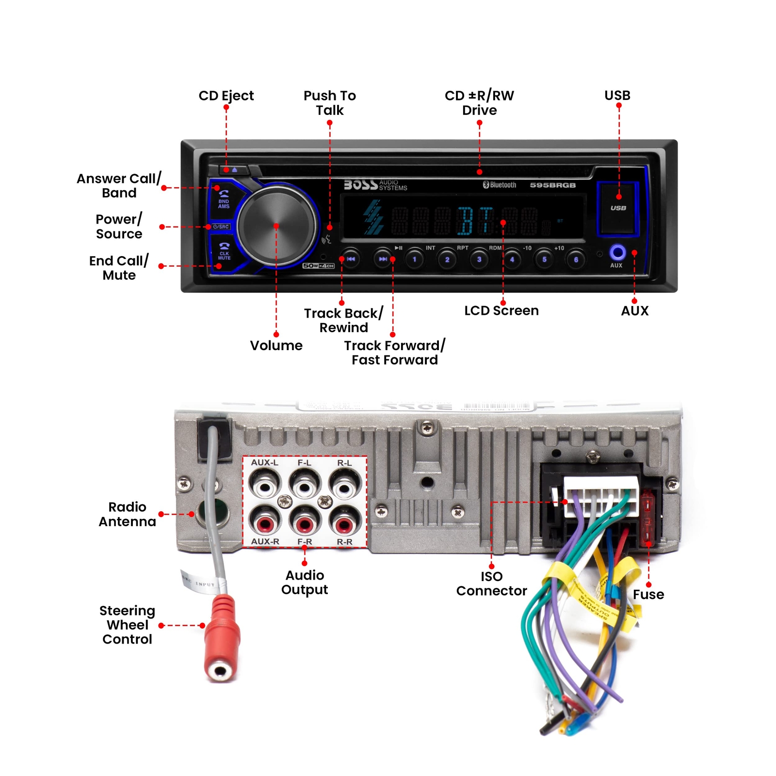 BOSS Audio Systems 595BRGB Elite Series Car Stereo System � Single Din, Bluet…