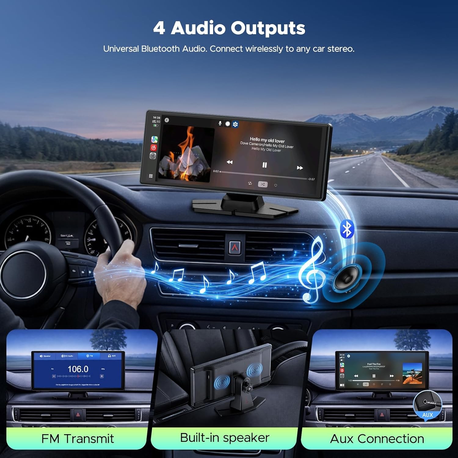 9.26in Car Stereo Radio Touch Screen Wireless Carplay & Android Auto w/ Rear Cam