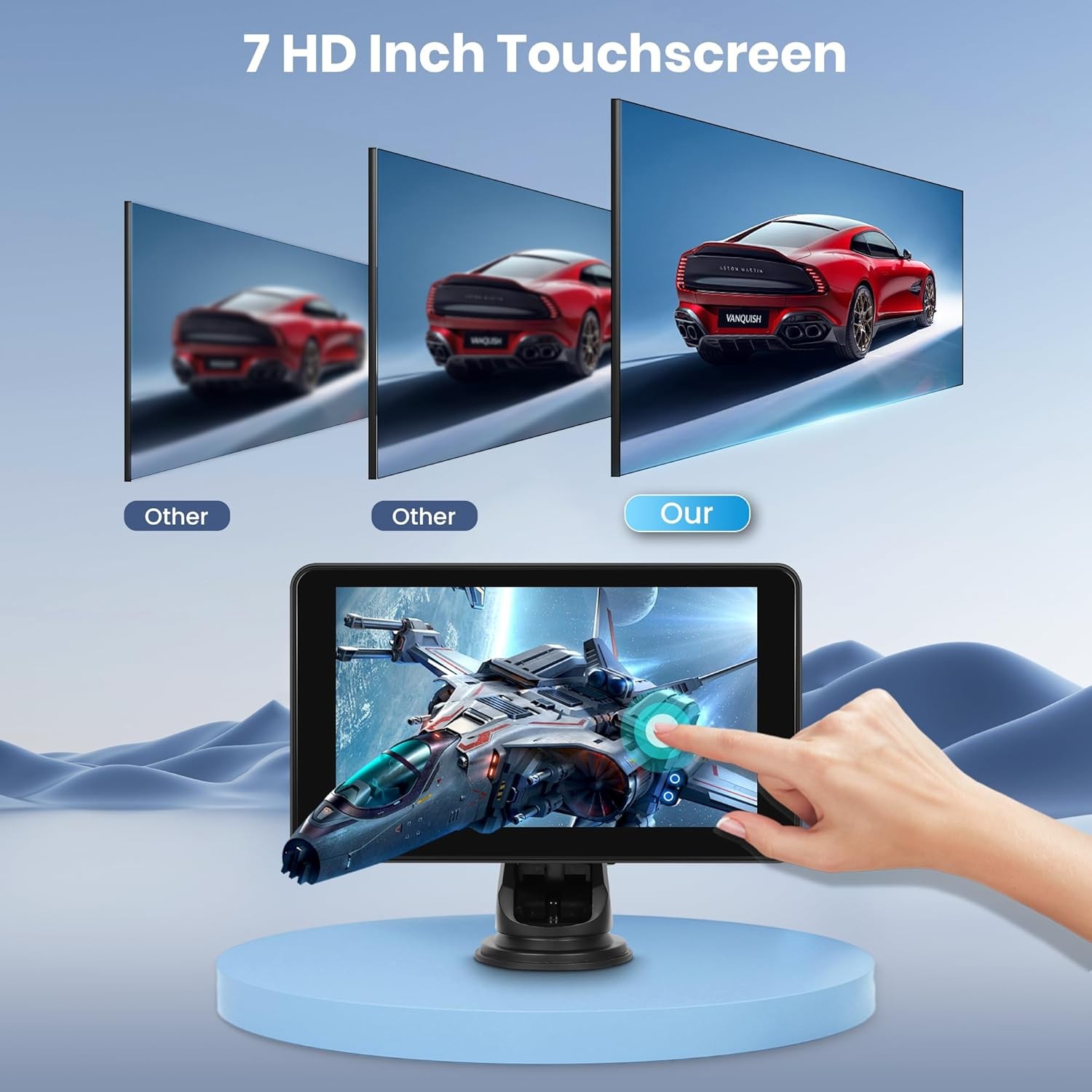 7″ PND Portable Car Player Wireless CarPlay Android Auto BT with Rearview Camera