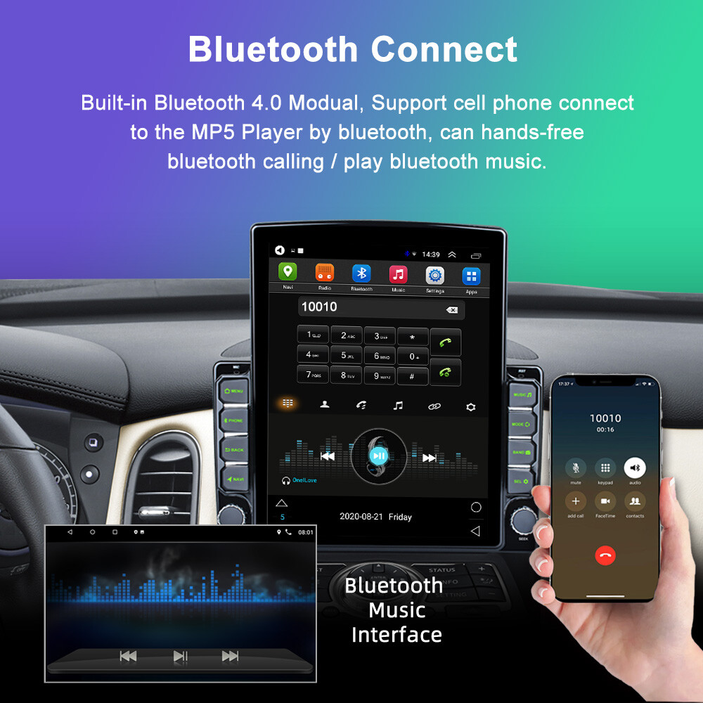 9.7″ 2 Din Car Stereo Android 12.0 Apple CarPlay GPS WiFi Touch Vertical Radio