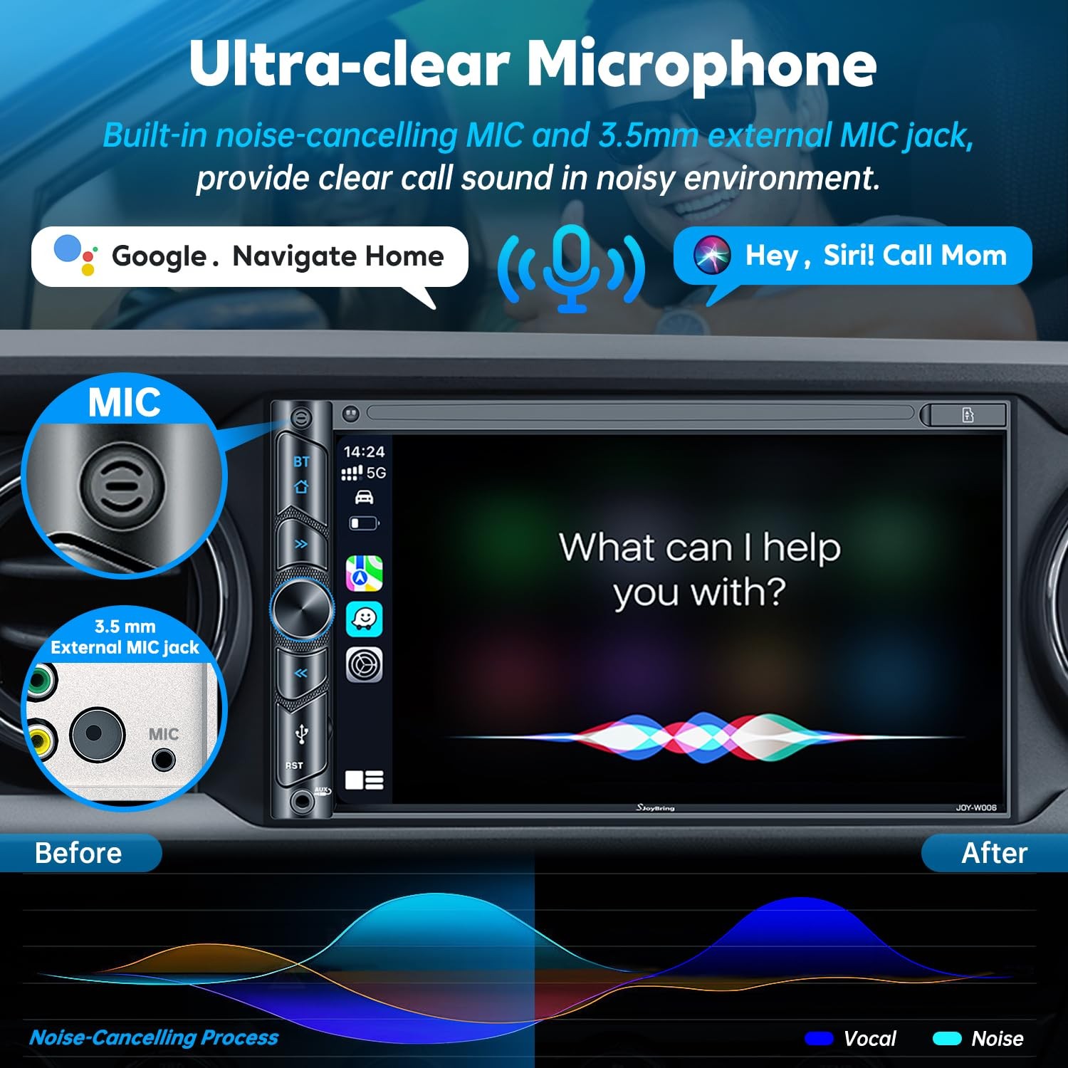 Upgrade Wireless Double Din Car Stereo with Carplay, Android Auto, Bluetooth,…