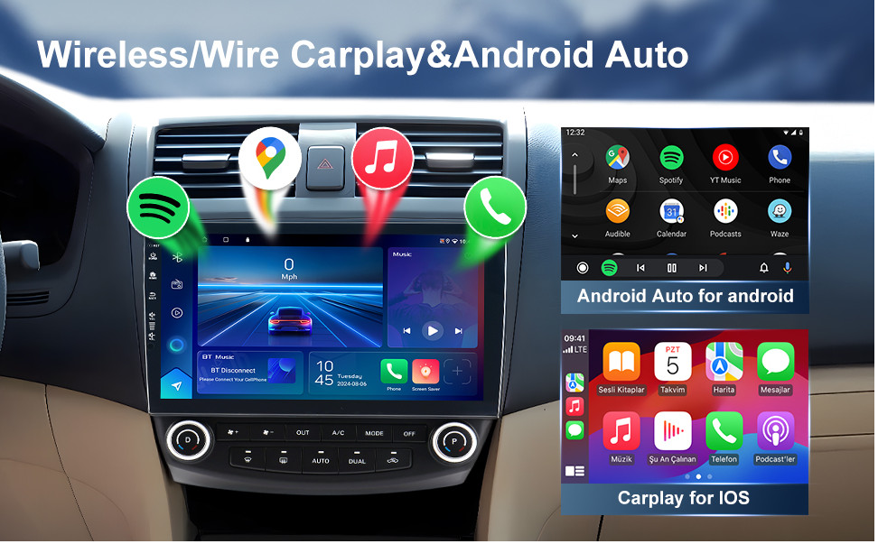 5G WiFi Car Radio for Honda Accord 2003-2007, Android13/Wireless CarPlay/GPS Nav