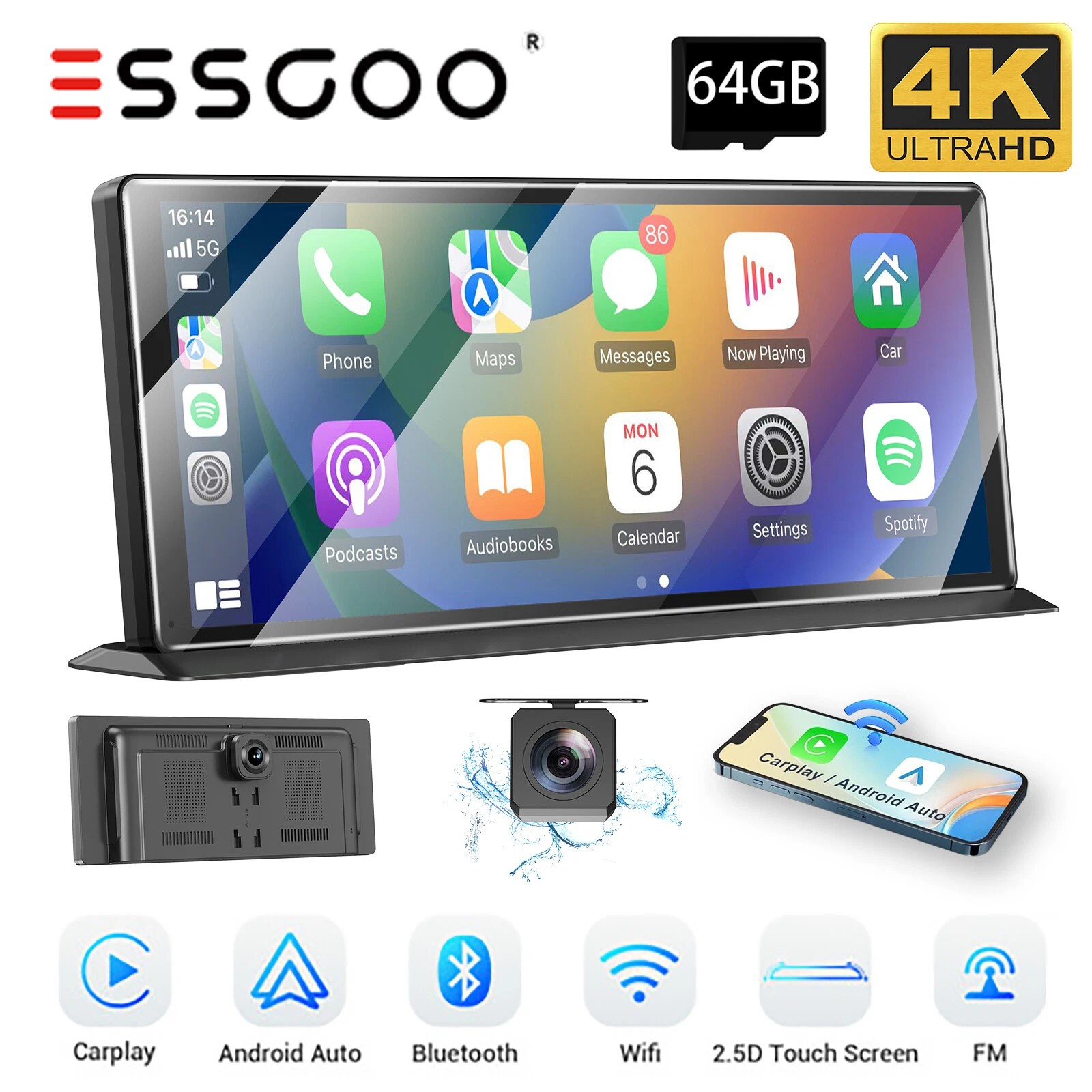 11.3″ Inch Car Portable IPS Touch Screen Apple CarPlay Tablet Android Auto Radio