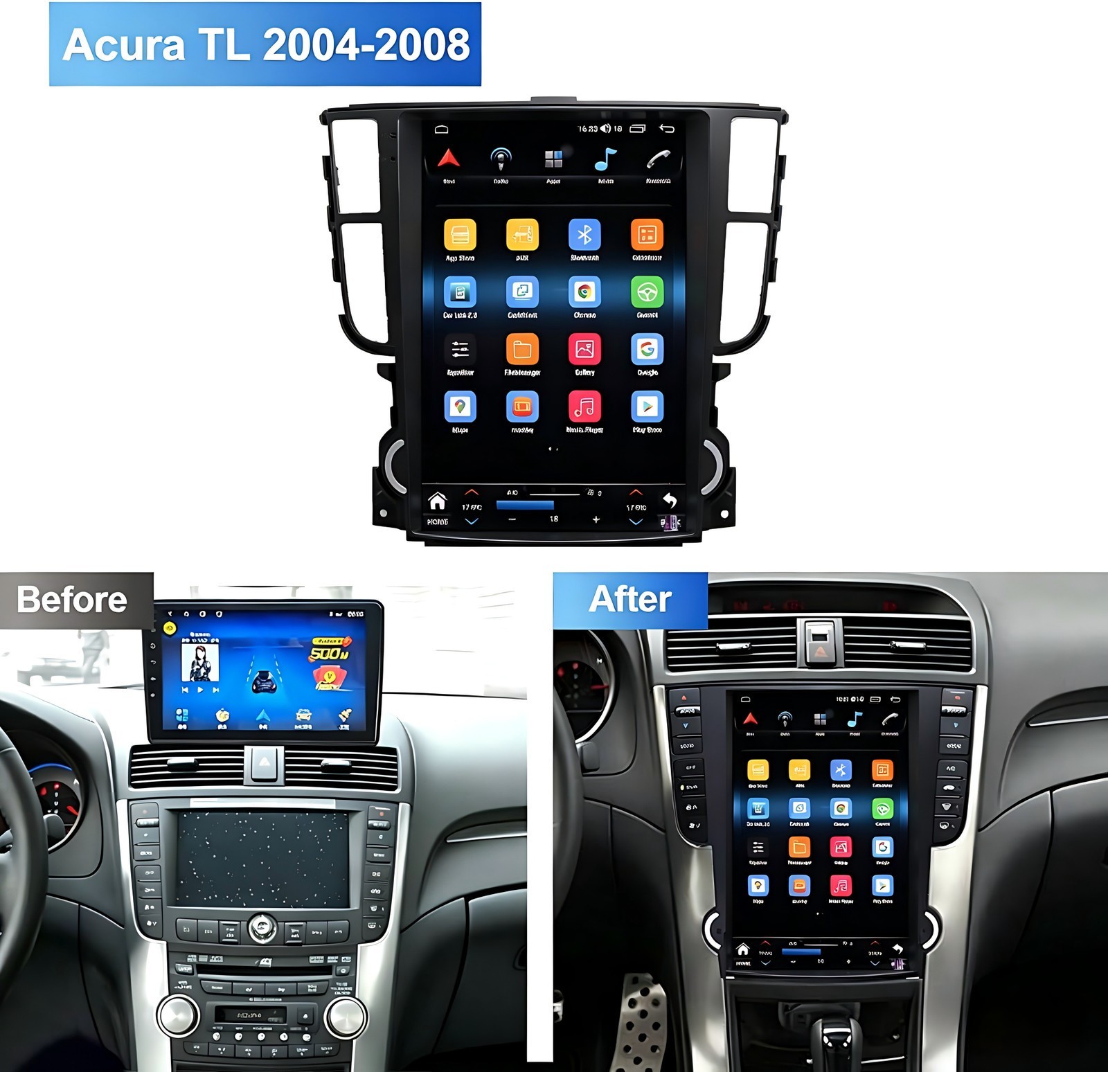 For Acura TL 2004-08 12.1″ Car Stereo Touch Screen Radio Android Carplay 4+64GB