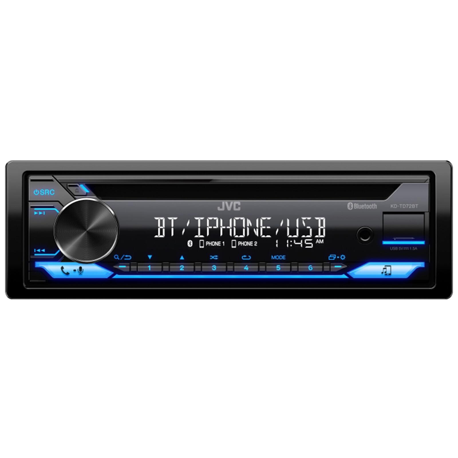 JVC KD-TD72BT Single DIN Bluetooth USB AUX AM/FM Radio Stereo Car CD Receiver