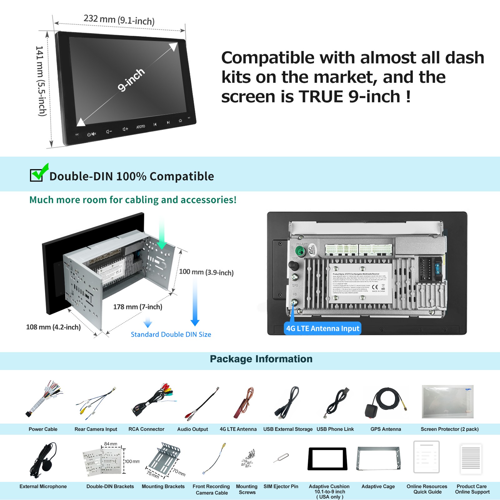 ATOTO S8 UN 9in 2DIN GPS Car Stereo 6G+128G AI Voice Android Auto Apple Carplay
