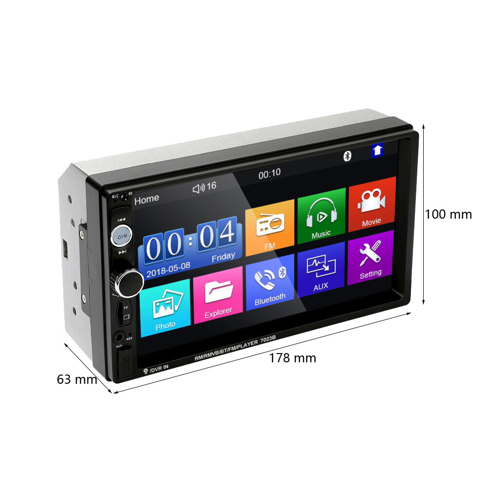 7″ Double 2 DIN Car Radio Stereo Bluetooth FM USB TF AUX IOS/Android MP5 Player