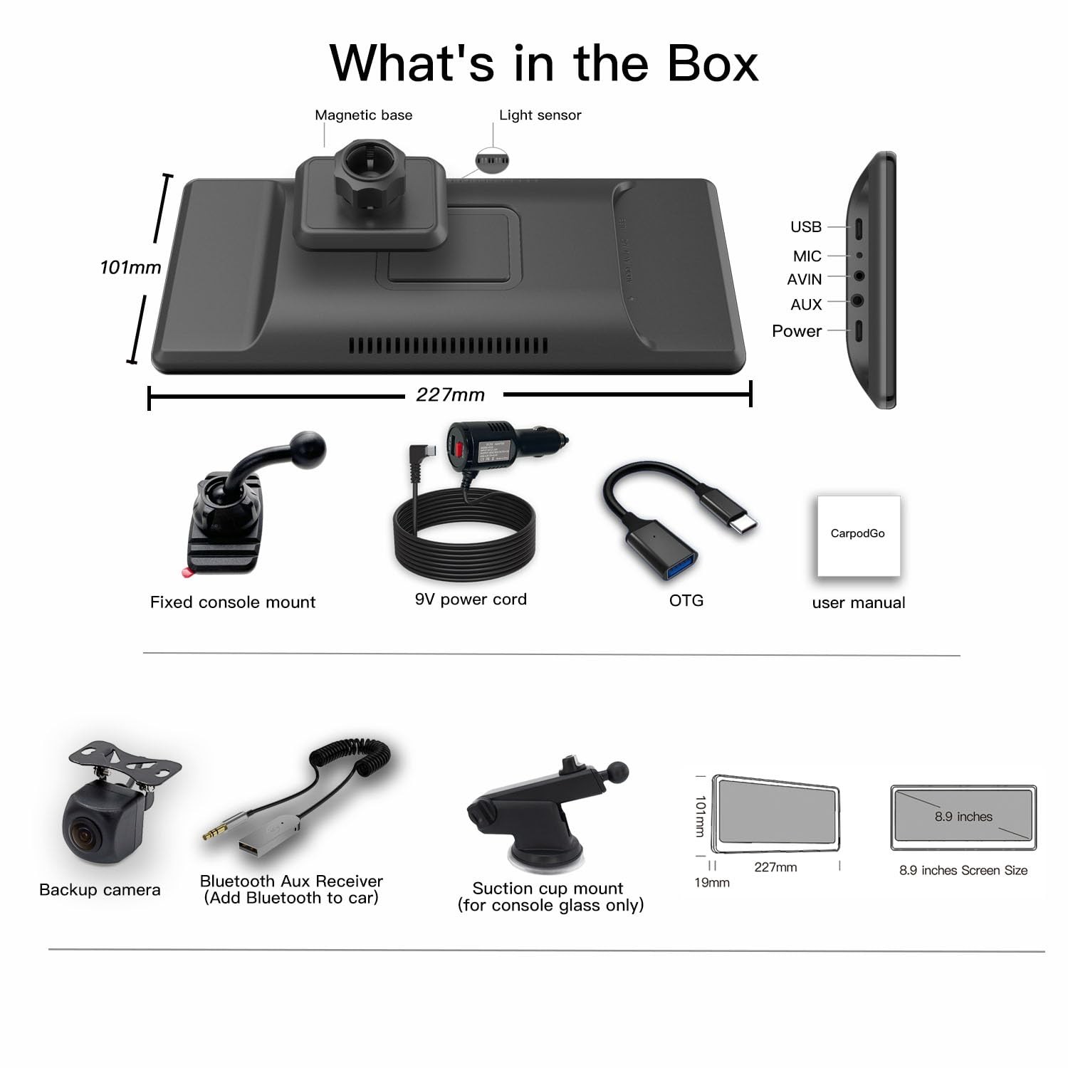 [2026 Fully Laminated Screen] CarpodGo T3 Pro Portable 60fps Wireless Black