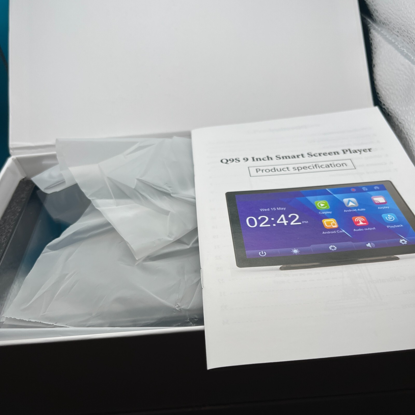 Hauxiy Q9S Smartscreen Stereo Wireless Bluetooth 9″ Touch Display New Open Box