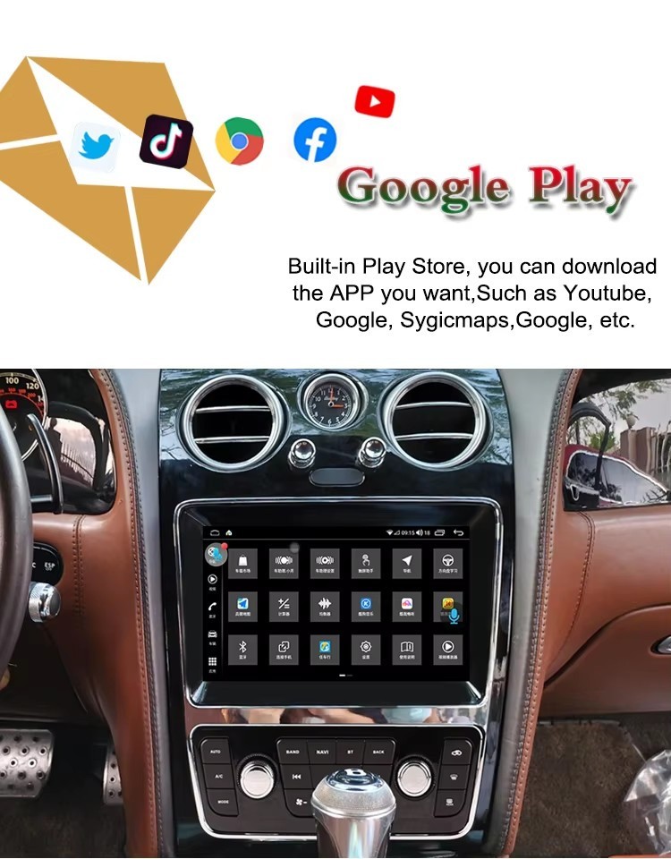9″ Stereo CarPlay 4+64GB For 05-12 Bentley Flying Spur Continental GT Car Radio