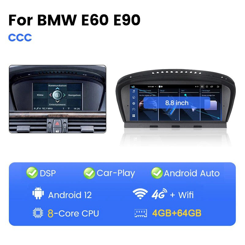 8.8inch For BMW 3/5 Series E60 E90 CIC Android 13 Car Stereo Radio GPS Carplay